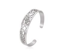 TEAMER Bracelet Noeud Celtique Bracelet Rigide en Acier Argent Excavé Bijoux Vintage Symbole Amulette Norréenne pour Femme Homme, 2.4 inches, Acier inoxydable Argent