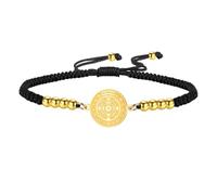 TEAMER Bracelet religieux catholique saint Benoît en corde cirée, One Size, Acier inoxydable, Acier inoxydable