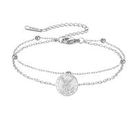 TEAMER Bracelet Saint Michel avec double couche de perles et chaîne Saint Michel, le grand protecteur archange, bijou religieux pour femme, 20*20mm, Acier inoxydable, Pas de gemme