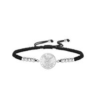 TEAMER Bracelet Saint Michel avec perles et corde cirée - Bracelet Saint Michel - Amulette protectrice - Bijou religieux pour femme, 20*20mm, Acier inoxydable, Pas de gemme