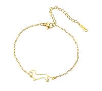 TEAMER Bracelet teckel Deliacte Bracelet de chien saucisse Acier inoxydable Bijoux Teckel amant Animal de compagnie pour femmes hommes (Or)
