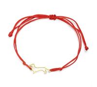 TEAMER Bracelet teckel délicat Bracelet Chian avec corde en cire pour chien saucisse Bracelet Teckel en acier inoxydable pour femmes et hommes (Or - Rouge)