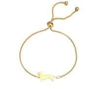 TEAMER Bracelet teckel mignon redimensionnable boîte teckel chaîne bracelet en acier inoxydable amoureux teckel bijoux pour animaux de compagnie pour femmes hommes (Or)