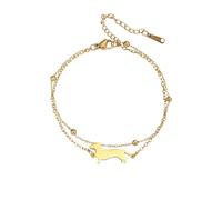 TEAMER Bracelet Teckel Mignon Redimensionnable Teckel Double Chaîne Bracelet en Acier Inoxydable Teckel Amant Animal de Compagnie Bijoux pour Femmes Hommes (Or)