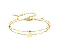TEAMER Bracelet trèfle à quatre feuilles en acier inoxydable avec symbole de bonheur pour la Saint-Patrick, 12.2*8mm, Acier inoxydable, Pas de pierre précieuse