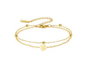 TEAMER Bracelet trèfle à quatre feuilles en acier inoxydable avec symbole de bonheur pour la Saint-Patrick, 12.2*8mm, Acier inoxydable, Pas de pierre précieuse