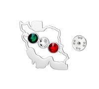 TEAMER Broche carte de l'Iran en acier inoxydable avec strass couleur drapeau iranien, broche patriotique iranienne, bijoux persans, bijoux pour femmes et hommes, 29*34mm, Acier inoxydable, Pas de