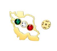 TEAMER Broche carte de l'Iran en acier inoxydable avec strass couleur drapeau iranien, broche patriotique iranienne, bijoux persans, bijoux pour femmes et hommes, 29*34mm, Acier inoxydable, Pas de