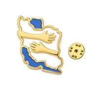 TEAMER Broche carte de l'Iran en acier inoxydable avec une carte de l'Iran avec un câlin, broche patriotique iranienne, bijou persan pour femmes et hommes, 22*27mm, Acier inoxydable, Pas de pierre