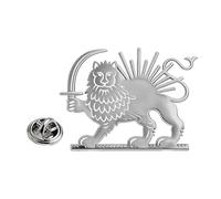 TEAMER Broche Empire Perse Lion et Soleil en Acier Inoxydable Broche Patriotique Iranien Lion et Soleil Broche Perse Historique Bijoux pour Femmes Hommes, 30*22mm, Acier inoxydable, Pas de pierre