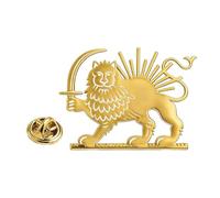 TEAMER Broche Empire Perse Lion et Soleil en Acier Inoxydable Broche Patriotique Iranien Lion et Soleil Broche Perse Historique Bijoux pour Femmes Hommes, 30*22mm, Acier inoxydable, Pas de pierre
