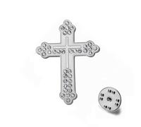 TEAMER Broche en forme de croix en strass - Crucifix orthodoxe russe - Pour église orientale - Bijoux religieux chrétiens pour prière chrétienne - Pour homme et femme, 22*30mm, Acier inoxydable, Pas