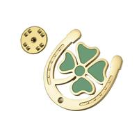 TEAMER Broche en forme de trèfle à quatre feuilles en forme de fer à cheval, symbole de bonheur, bijou porte-bonheur pour la Saint-Patrick, 30*29mm, Acier inoxydable, Pas de gemme