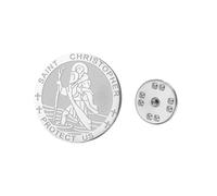TEAMER Broche Saint Christophe en acier inoxydable - Broche Saint Christophe - Protection contre la conduite - Pour homme et femme, 25*25mm, Acier inoxydable, Pas de pierre précieuse