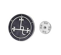 TEAMER Broche Sceau de l'alchimie Lilith Sigil en acier inoxydable Mythologie Déesse Protection Amulette Wicca Bijoux Accessoire pour Femme Homme, 25*25mm, Acier inoxydable, Pas de gemme