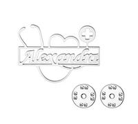 TEAMER Broche stéthoscope en acier inoxydable avec nom personnalisé pour médecin, infirmière, stéthoscope broches pour femmes et hommes, 36.5*27mm, Acier inoxydable, Pas de gemme