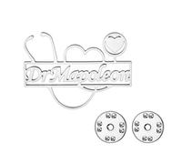 TEAMER Broche stéthoscope en acier inoxydable avec nom personnalisé pour médecin, infirmière, stéthoscope broches pour femmes et hommes, 36.5*27mm, Acier inoxydable, Pas de gemme