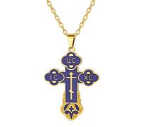 TEAMER Collier avec croix russe orthodoxe - Collier de prière chrétienne religieuse pour homme et femme - Zinc, inconnu, Zinc, Inconnu