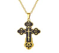 TEAMER Collier avec croix russe orthodoxe - Collier de prière chrétienne religieuse pour homme et femme - Zinc, inconnu, Zinc, Inconnu