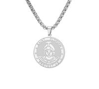 TEAMER Collier avec médaille ronde Saint Florian Pendentif représentant le saint patron des pompiers et des soldats Bijou religieux protecteur pour hommes femmes (Argent)