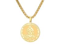TEAMER Collier avec médaille ronde Saint Florian Pendentif représentant le saint patron des pompiers et des soldats Bijou religieux protecteur pour hommes femmes (Or)