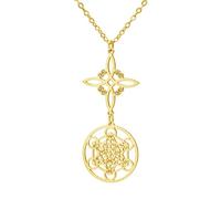 TEAMER Collier avec pendentif cube de Métatron, nœud de sorcière, double amulette de protection en acier inoxydable - Colliers vintage de sorcellerie pour femmes, adjustable, Acier inoxydable, Pas de