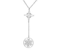 TEAMER Collier avec pendentif cube de Métatron, nœud de sorcière, double amulette de protection en acier inoxydable - Colliers vintage de sorcellerie pour femmes, adjustable, Acier inoxydable, Pas de
