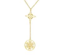 TEAMER Collier avec pendentif cube de Métatron, nœud de sorcière, double amulette de protection en acier inoxydable - Colliers vintage de sorcellerie pour femmes, adjustable, Acier inoxydable, Pas de