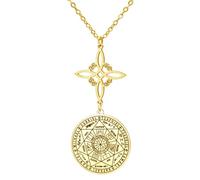 TEAMER Collier avec pendentif en forme de nœud de sorcière avec sceau des sept archanges, double protection, amulette d'archange protecteur, adjustable, Acier inoxydable, Pas de gemme