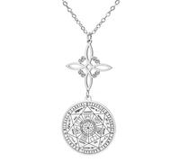 TEAMER Collier avec pendentif en forme de nœud de sorcière avec sceau des sept archanges, double protection, amulette d'archange protecteur, adjustable, Acier inoxydable, Pas de gemme
