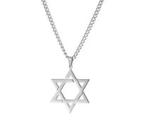 TEAMER Collier avec pendentif étoile de David réglable en acier inoxydable pour homme, 26*32mm, Acier inoxydable, Pas de gemme