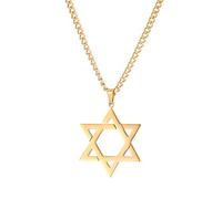 TEAMER Collier avec pendentif étoile de David réglable en acier inoxydable pour homme, 26*32mm, Acier inoxydable, Pas de gemme