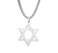 TEAMER Collier avec pendentif étoile de David réglable en acier inoxydable pour homme, 26*32mm, Acier inoxydable, Pas de pierre précieuse