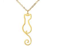 TEAMER Collier de chat minimaliste Pendentif chat assis Bijoux commémoratifs spéciaux pour chat pour femmes et hommes (Or)