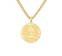 TEAMER Collier de prière Saint Florian Pendentif du saint patron des pompiers et des soldats Bijoux Amulette de protection religieux pour femmes et hommes (Or)