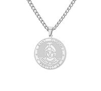 TEAMER Collier de prière Saint Florian Pendentif du saint patron des pompiers et des soldats Bijoux Amulette de protection religieux pour femmes et hommes (Argent)