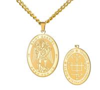 TEAMER Collier de Saint Gabriel avec médaille d'archange de Saint Gabriel, amulette, bijou religieux pour femme, Adjustable, Acier inoxydable, Pas de pierre précieuse