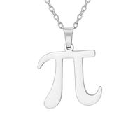 TEAMER Collier délicat avec symbole PI Pendentif léger en acier inoxydable pour mathématiques physique science Bijoux STEM pour femmes et hommes (Argent)