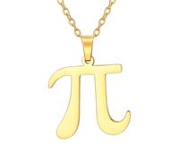 TEAMER Collier délicat avec symbole PI Pendentif léger en acier inoxydable pour mathématiques physique science Bijoux STEM pour femmes et hommes (Or)