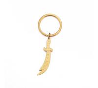 TEAMER Collier épée Zulfiqar en acier inoxydable Calligraphie arabe Zulfiqar Keychain Amulette Musulmane Bijoux Islamiques pour Femmes Hommes (Porte-clés de l'épée de Zulfiqar - Or)