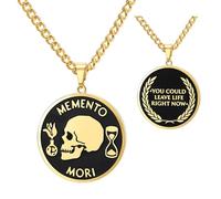 TEAMER Collier Memento Mori avec tête de mort pour Femmes et Hommes