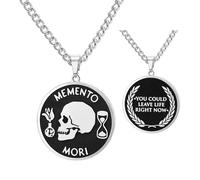 TEAMER Collier Memento Mori avec tête de mort pour Femmes et Hommes