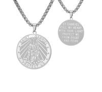 TEAMER Collier Saint Gabriel avec bénédiction gardienne, espoir et protection, archange saint Gabriel, bijou religieux pour homme, 25*25mm, Acier inoxydable, Pas de gemme