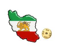 TEAMER Épingles à revers en acier inoxydable avec drapeau de l'Iran - Lion persan et soleil - Broche carte de l'Iran - Bijoux persans pour homme et femme, 22*26mm, Acier inoxydable, Pas de pierre