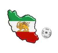 TEAMER Épingles à revers en acier inoxydable avec drapeau de l'Iran - Lion persan et soleil - Broche carte de l'Iran - Bijoux persans pour homme et femme, 22*26mm, Acier inoxydable, Pas de pierre