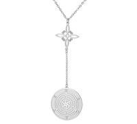 TEAMER Hekate Collier avec pendentif en forme de nœud de sorcière et roue de la déesse Hekate Double amulette pour femme, adjustable, Acier inoxydable, Pas de gemme