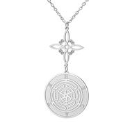 TEAMER Hekate Collier avec pendentif en forme de nœud de sorcière et roue de la déesse Hekate Double amulette pour femme, adjustable, Acier inoxydable, Pas de gemme