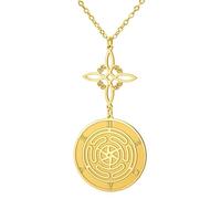 TEAMER Hekate Collier avec pendentif en forme de nœud de sorcière et roue de la déesse Hekate Double amulette pour femme, adjustable, Acier inoxydable, Pas de gemme