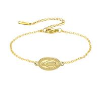 TEAMER Magnifique bracelet Vierge Marie en acier inoxydable avec pendentif religieux chapelet de prière, bijou de protection de foi pour homme et femme, taille unique, Acier inoxydable, Acier