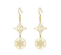 TEAMER Metatron Boucles d'oreilles pendantes en forme de nœud de sorcière, double amulette, boucles d'oreilles de protection vintage, bijoux de sorcellerie pour femme, 19.7*23.2mm/21.2*19.8mm, Acier
